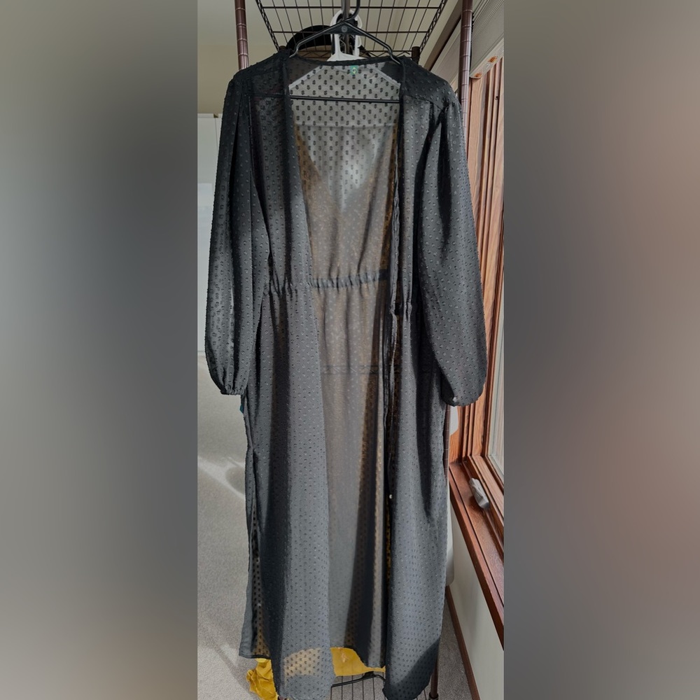 Brazilian Black Sheer Polka Dot Robe